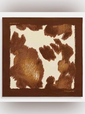 Coach Brown & Cream Patterned Silk Scarf